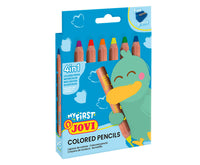 JOVI My First 4-in-1 Multi-Purpose Round Colored Pencils - Set of 6 with Sharpener