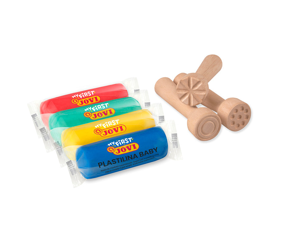 JOVI My First Soft Natural Modeling Clay Set 20 x 38 g, 4 Colors and 9 Stamps