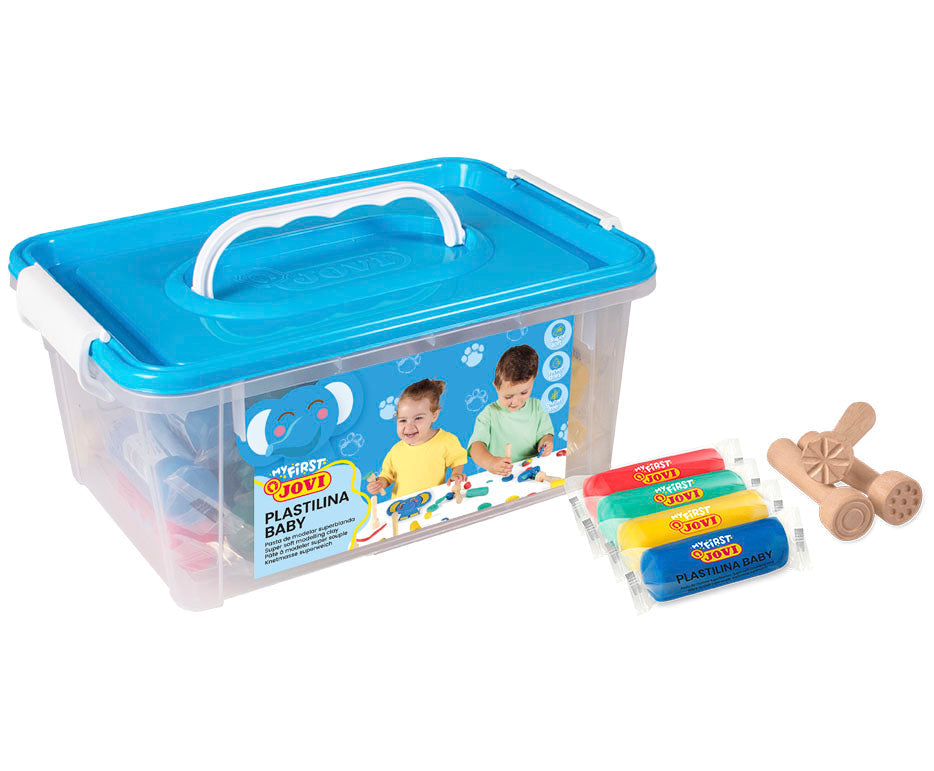 JOVI My First Soft Natural Modeling Clay Set 20 x 38 g, 4 Colors and 9 Stamps