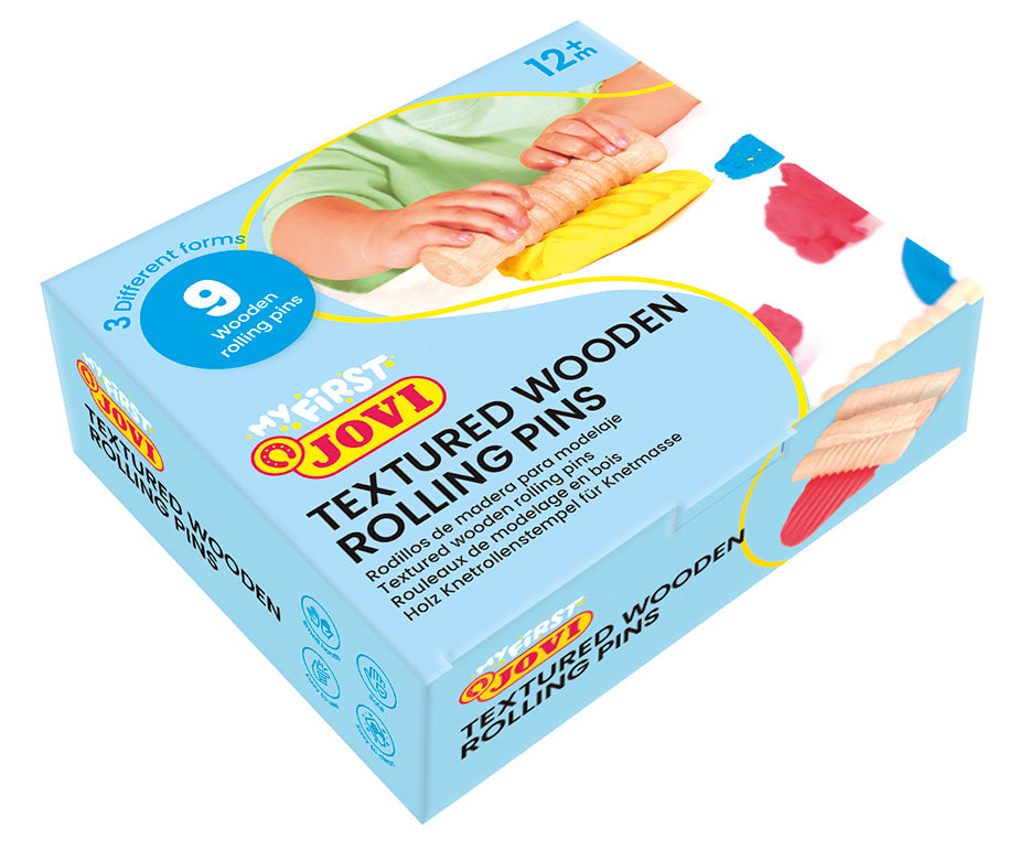 JOVI My First Wooden Rolling Pins - 9 pcs, 3 Patterns