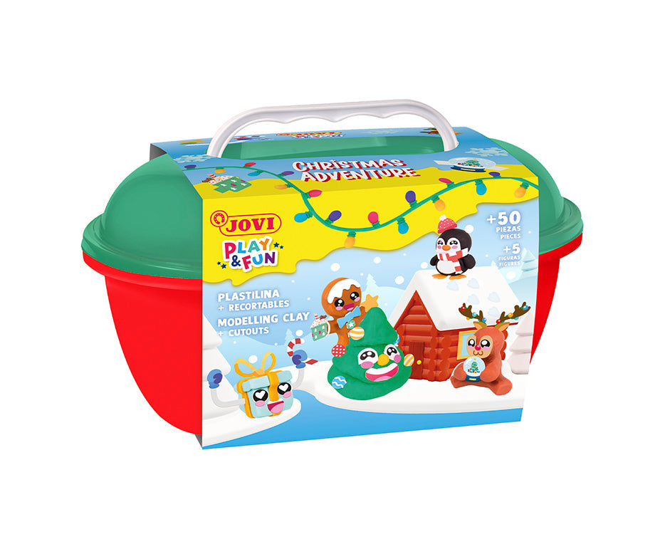 JOVI Play&Fun Natural Modeling Clay in a Case, Christmas Adventure