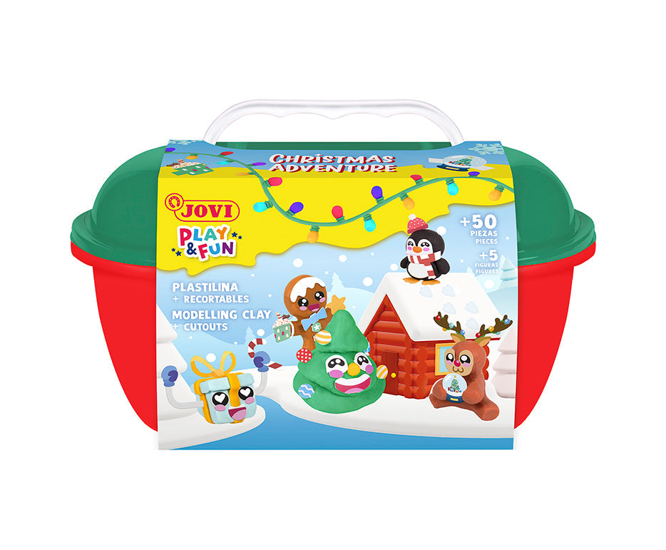 JOVI Play&Fun Natural Modeling Clay in a Case, Christmas Adventure