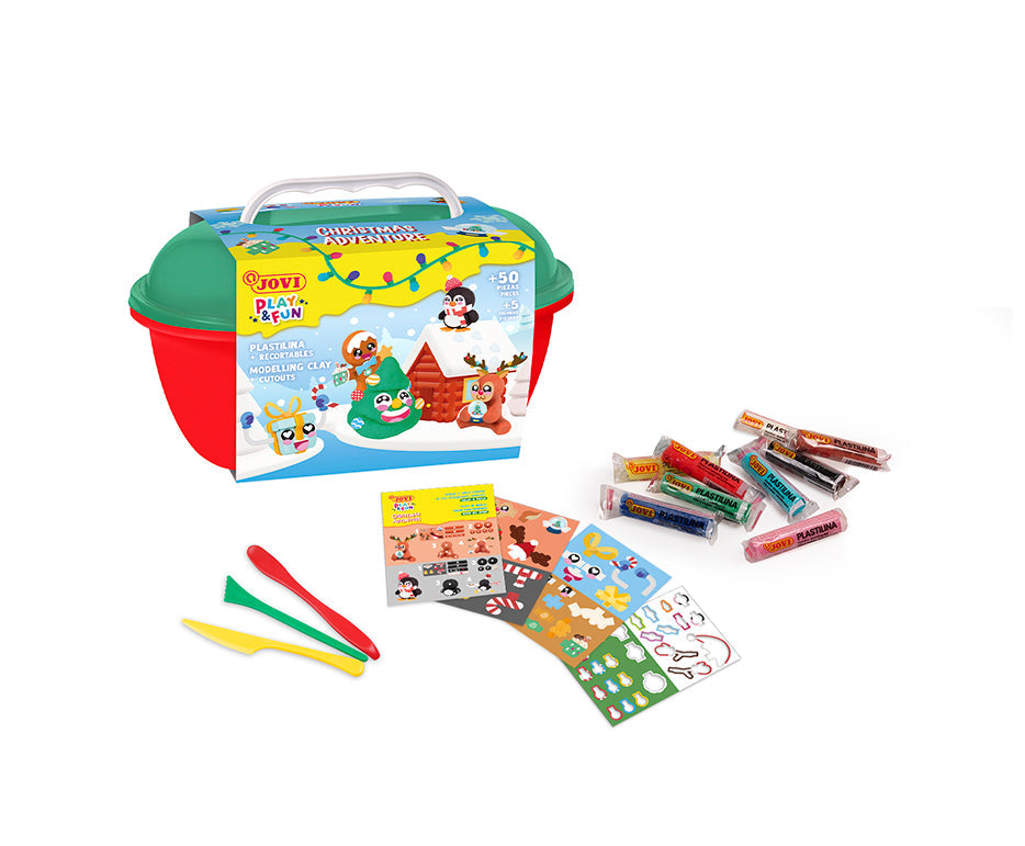 JOVI Play&Fun Natural Modeling Clay in a Case, Christmas Adventure