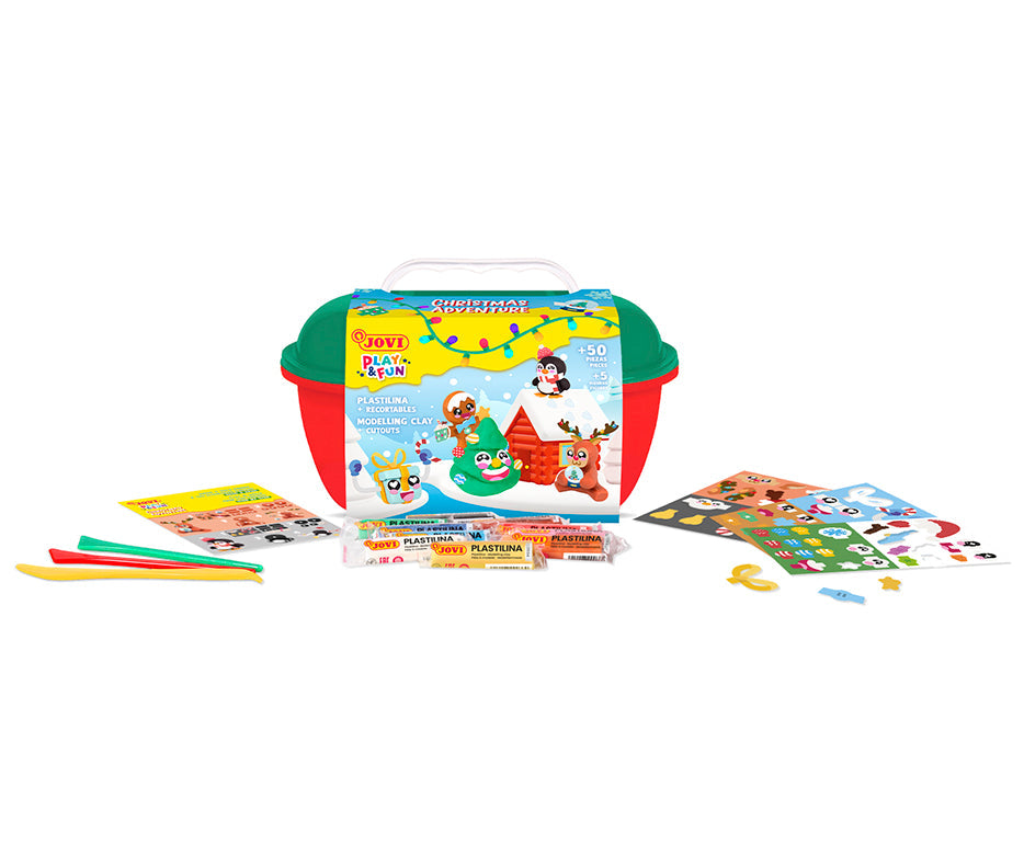 JOVI Play&Fun Natural Modeling Clay in a Case, Christmas Adventure