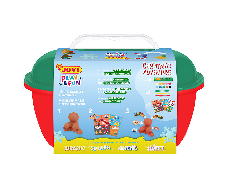 JOVI Play&Fun Natural Modeling Clay in a Case, Christmas Adventure