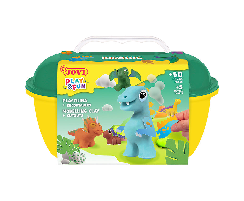 JOVI Play&Fun Natural Plasticine Case Jurassic – Modelling Set 360 g