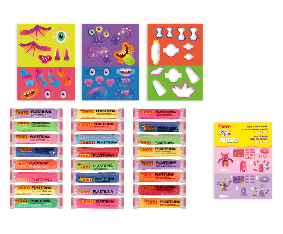JOVI Play&Fun Plant-Based Modeling Clay Case Aliens - 50 pcs