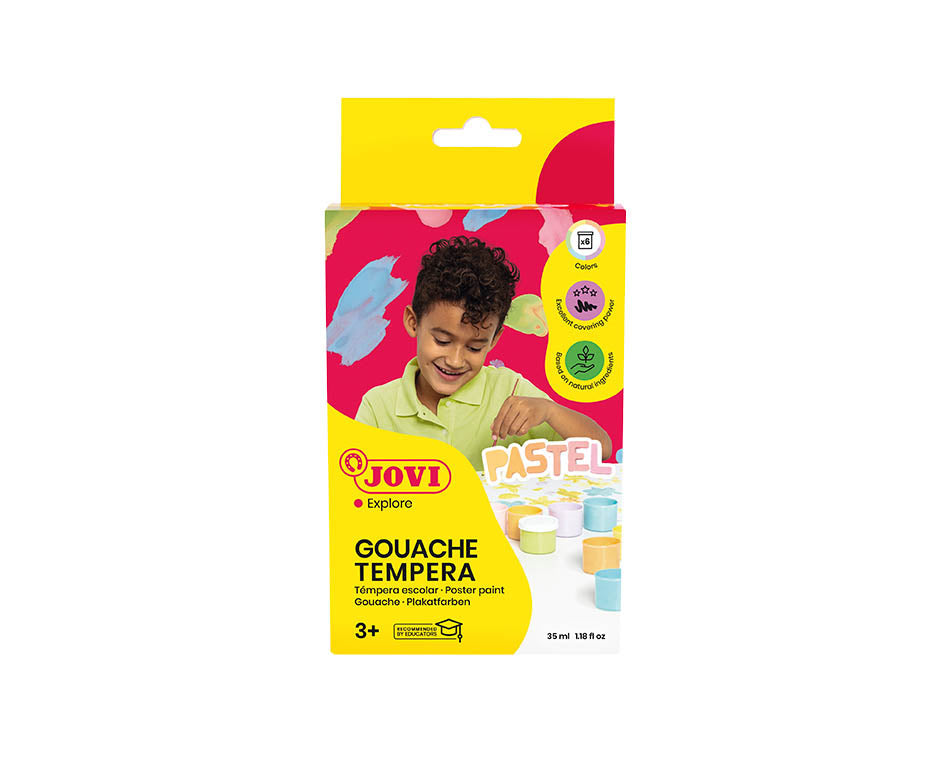 JOVI Premium Pastel Tempera Paints 6 x 35 ml with Brush