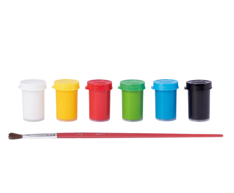 JOVI Premium Tempera Paints, 6 x 15 ml, with Brush