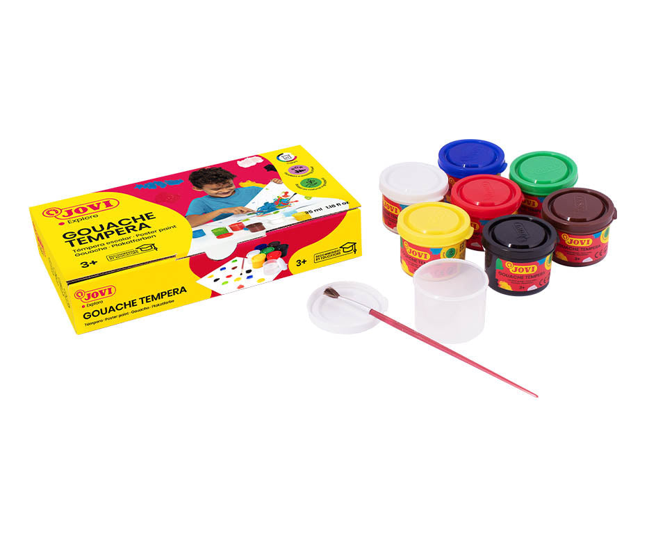 JOVI Premium Tempera Paints 7 x 35 ml with Brush