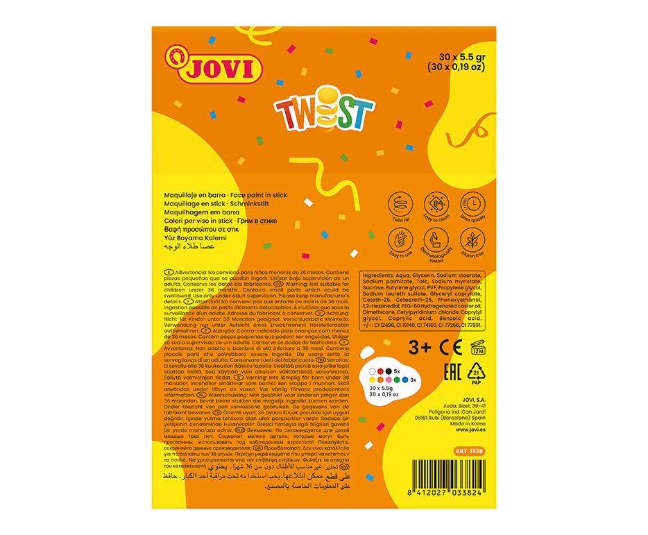JOVI Twist Face Paint Sticks Display - 30 pcs