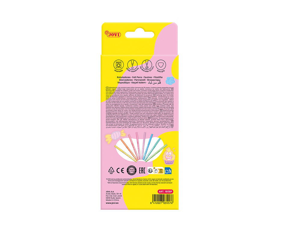 JOVI Washable Fine Pastel Markers 3 mm / set of 8 pcs