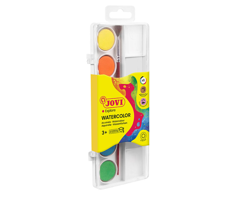 JOVI Watercolor Paint Set 22 mm - 6 pcs with Brush