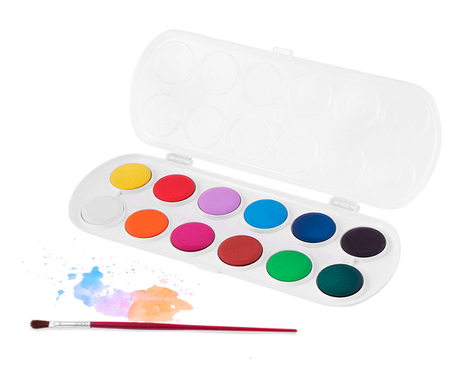 JOVI Watercolor Paint Set 30 mm - 12 pcs with Brush
