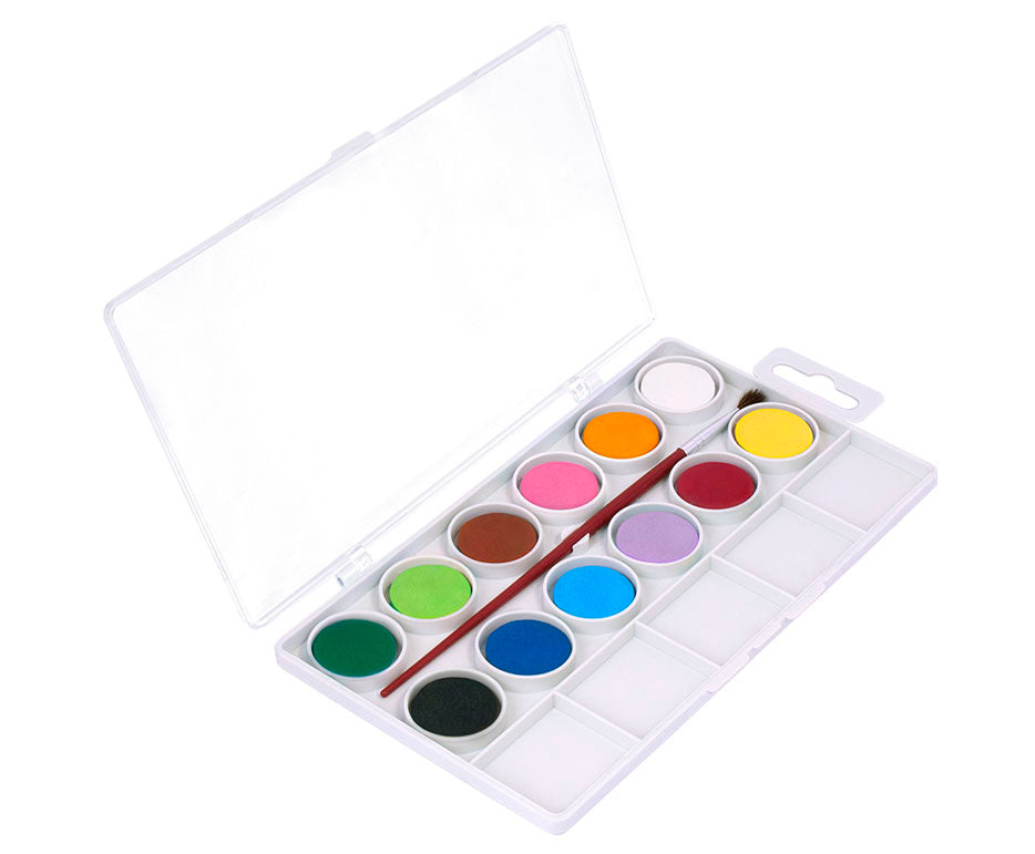 JOVI Watercolors, 22 mm Diameter, Set of 12 with Brush