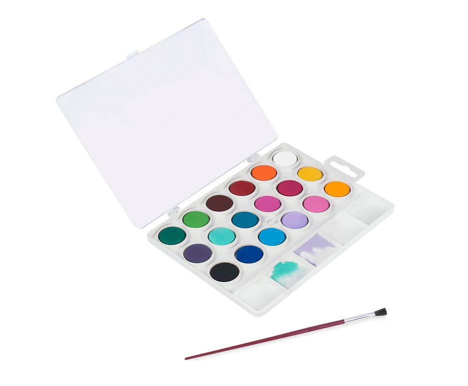 JOVI Watercolors in 22 mm Pans, 18 pcs, with Brush