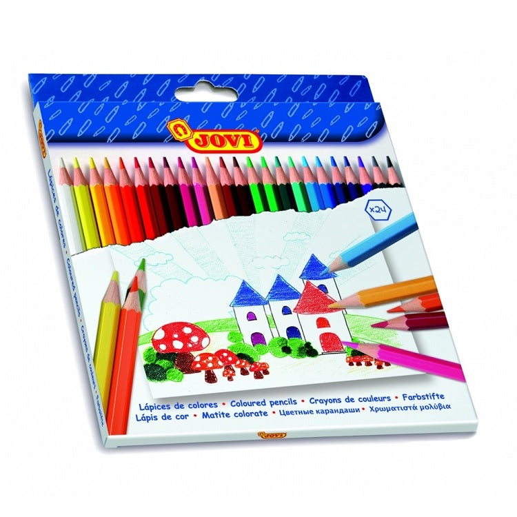 Jovi Wooden Colored Pencils, Triangular, Set of 24