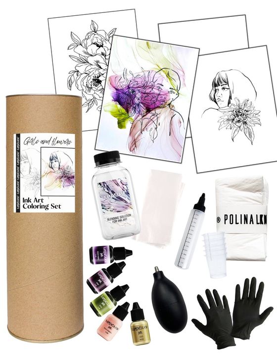 Kamenskaya Ink Set 'Girls and Flowers'