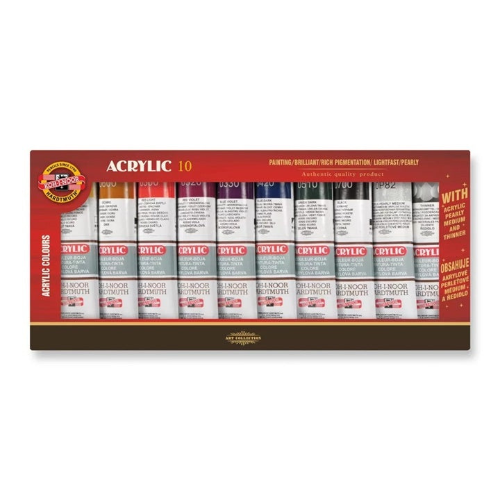 KOH‑I‑NOOR Acrylic 10 Acrylic Paint Set with Medium and Thinner