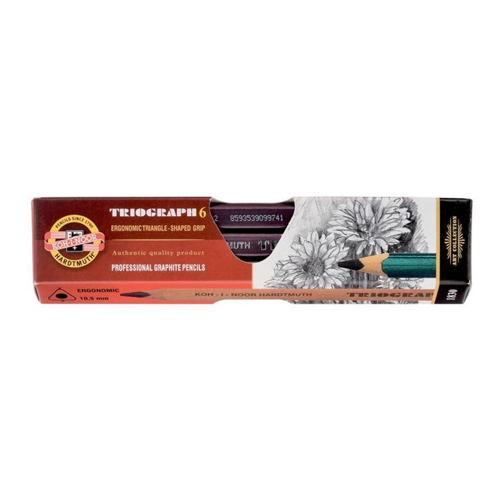 KOH-I-NOOR Jumbo Triangular Pencils 1830, 6 mm, Set of 6 | various hardness grades