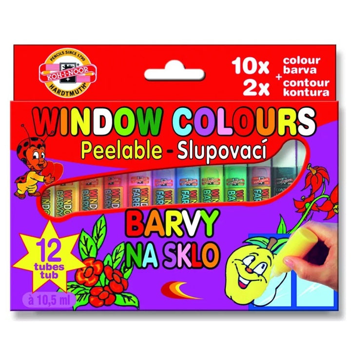 KOH-I-NOOR Комплект бои за стъкло с възможност за отлепване 12x10 ml — изображение 1