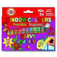 KOH-I-NOOR Peel-Off Glass Paint Set, 12 x 10 ml