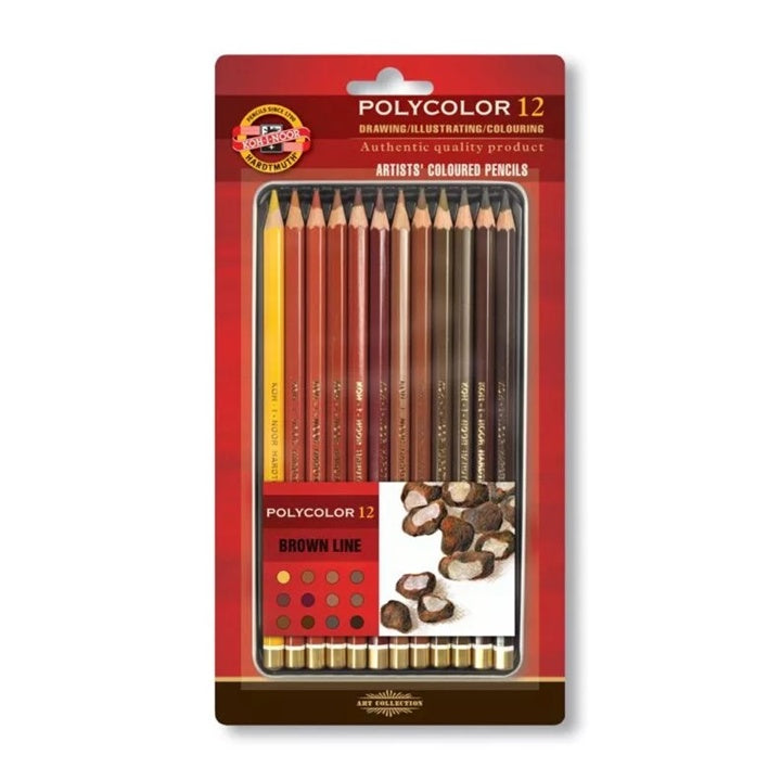 KOH‑I‑NOOR Polycolor Pencils, Brown Shades, Set of 12