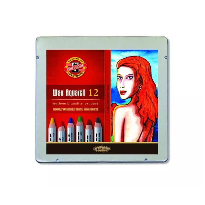 KOH‑I‑NOOR Watercolor Wax Colored Pencils, Set of 12