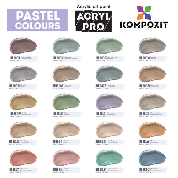 Комплект акрилни бои ACRYL PRO Composite Pastel — изображение 3