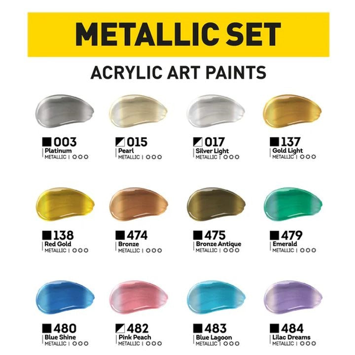 Комплект акрилни бои ACRYL PRO METALLIC — изображение 2