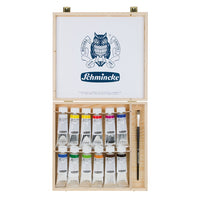 Комплект акрилни бои и четка в дървена кутия Schmincke AKADEMIE 12 x 60 ml — изображение 1