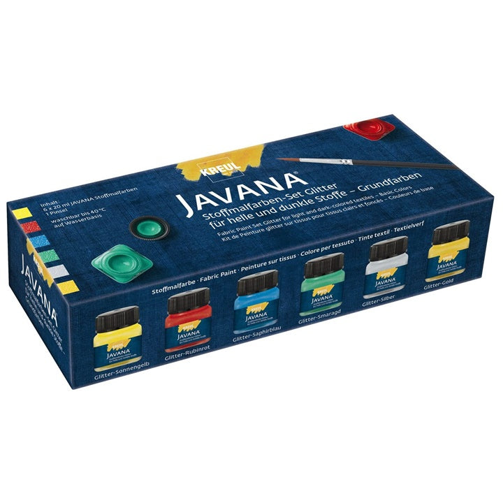 Комплект блестящи бои за светъл и тъмен текстил JAVANA KREUL - Basic Colors - 6 броя — изображение 1