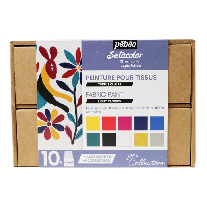 Комплект боя Pebeo за светъл текстил Setacolor Opaque - 10 х 45 ml — изображение 1