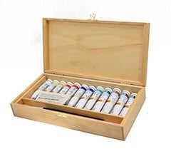Комплект художествени маслени бои Ladoga в дървена кутия / 12x18ml — изображение 1