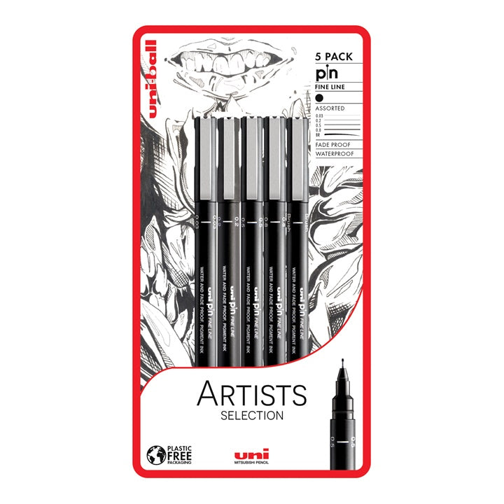 Комплект маркери UNI PIN fineliner Artist Selection 5 бр. — изображение 1