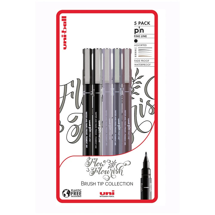 Комплект маркери UNI PIN fineliner Flow and Flourish 5 бр. — изображение 1