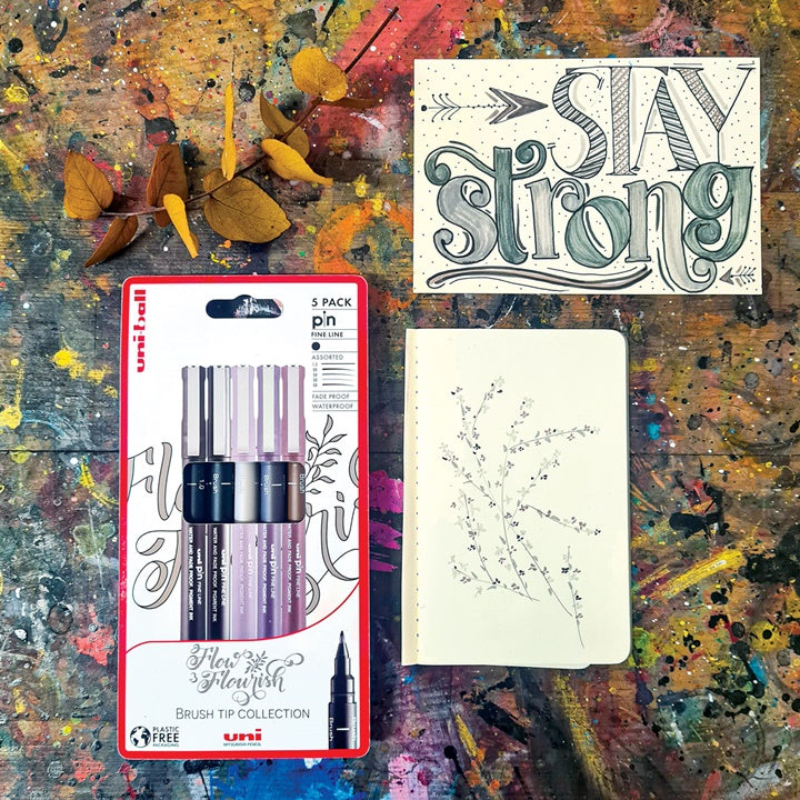 Комплект маркери UNI PIN fineliner Flow and Flourish 5 бр. — изображение 4