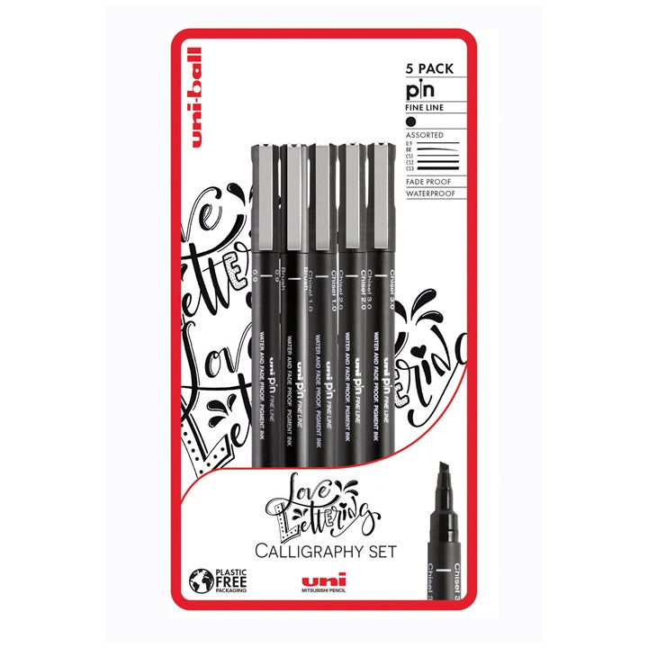 Комплект маркери UNI PIN fineliner Love Lettering 5 бр. — изображение 1