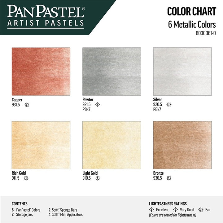 Комплект пастели PanPastel Metallic - златисти (6 части) — изображение 2