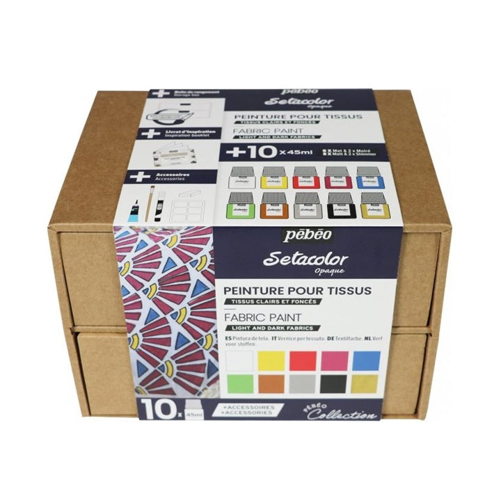 Комплект Pebeo боя за светъл и тъмен текстил Setacolor Opaque - 10 х 45 ml — изображение 1