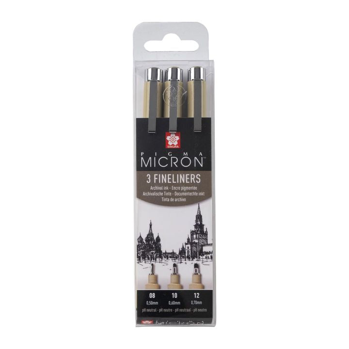 Комплект технически химикалки SAKURA PIGMA MICRON комплект BROAD 3 бр. — изображение 1