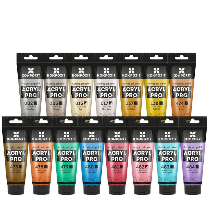 Kompozit ACRYL PRO Metallic Acrylic Paint Set, 15 x 75 ml, image 1