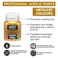 Kompozit ACRYL PRO Metallic Acrylic Paint Set, 6 x 20 ml