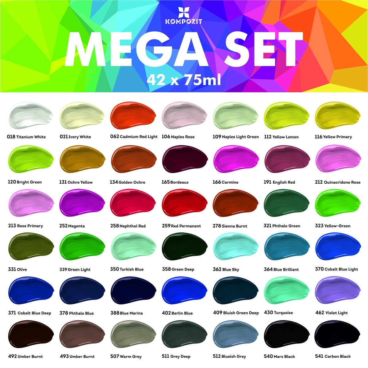 Kompozit ACRYL PRO Acrylic Paint Set in Box - 42 x 75 ml