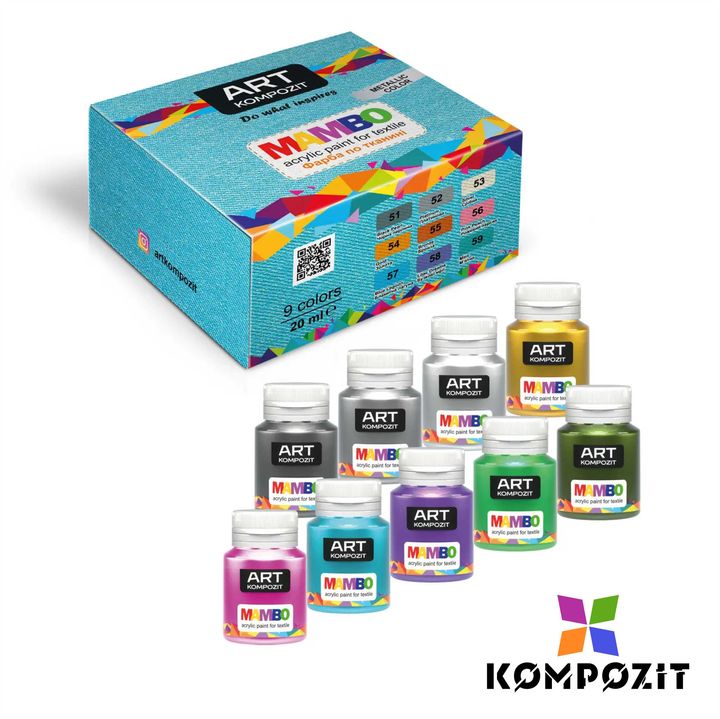 Kompozit MAMBO Metallic Fabric and Leather Paint Set, 9х20 ml — image 1