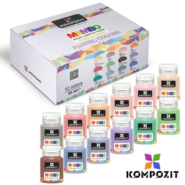 Kompozit MAMBO Pastel Fabric and Leather Paint Set, 12 x 20 ml — image 7