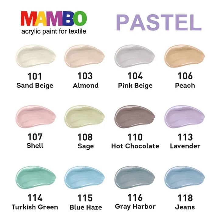 Kompozit MAMBO Pastel Fabric and Leather Paint Set, 12 x 20 ml — image 1
