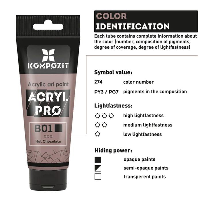 Pastel Acrylic Paint ACRYL PRO ART Kompozit 75 ml | various shades | ARTMiE