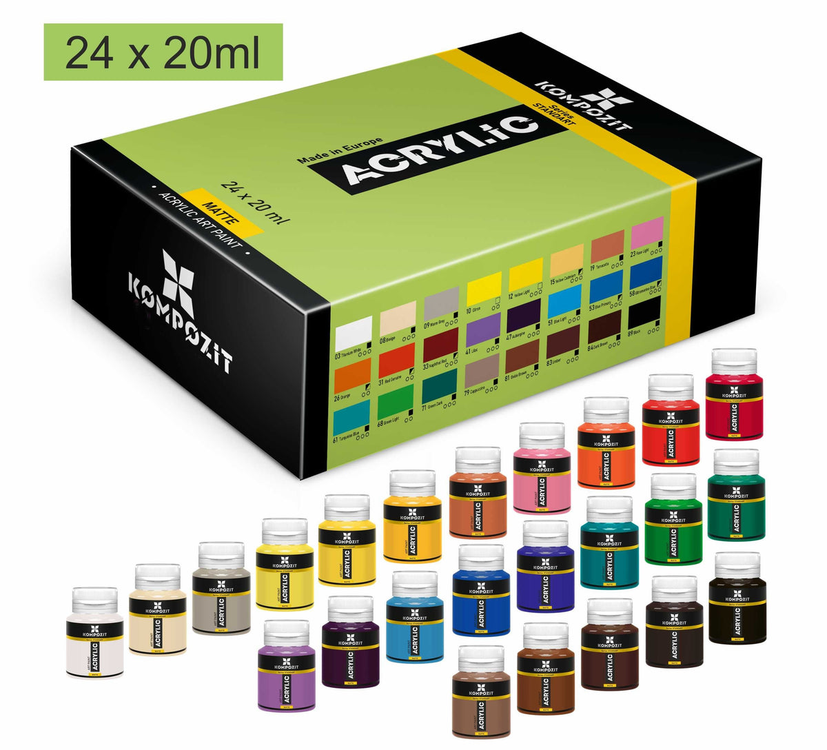 Kompozit Set of 24 Acrylic Paints STANDART 24 x 20 ml