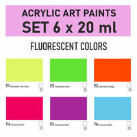 Kompozit STANDART Fluorescent Acrylic Paint Set, 6 x 20 ml